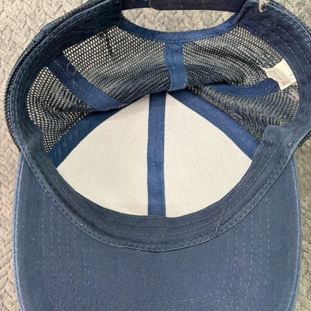 Magellan Outdoors Fish Patch Trucker Hat Navy Blue Mesh Snapback Cap